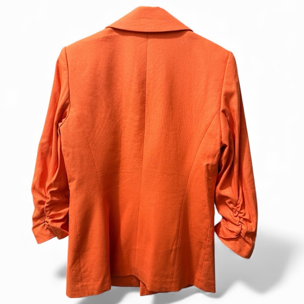 Bar III, Orange Blazer Linen Blend with Ruched 3/4 Sleeve, Size M (NWT) - Picture 6 of 6